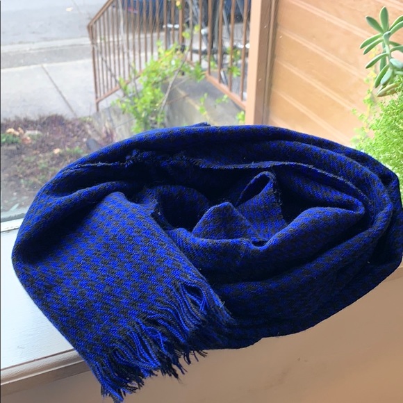 Black & Royal Blue Houndstooth Wrap/Scarf - Picture 1 of 5